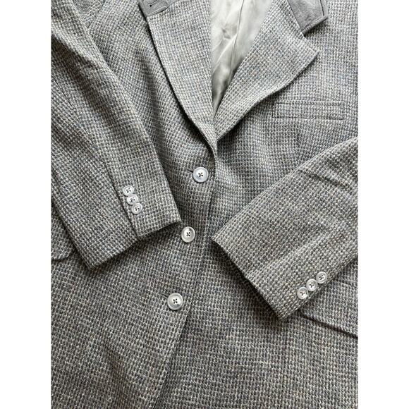 Vintage L.L. Bean 3 Button Tweed Blazer Women’s 16 Petite Jacket Suede Collar - Picture 4 of 8